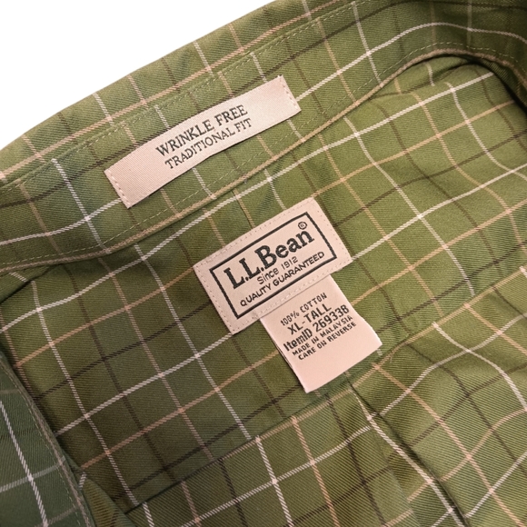 L.L. BEAN MEN'S SIZE XL TRADITIONAL FIT LONG SLEEVE GREEN PLAID DRESS SHIRT. - Picture 2 of 6